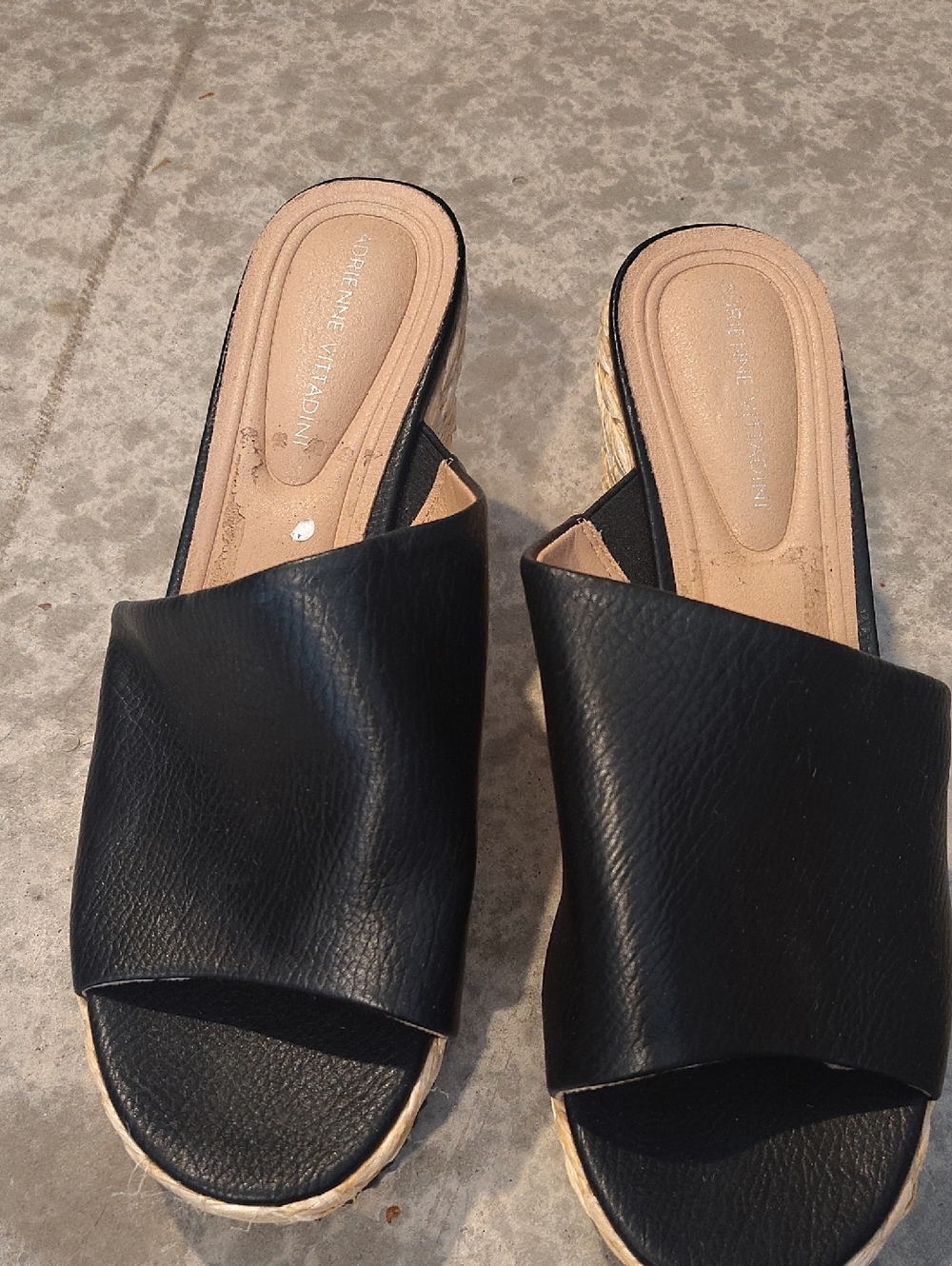 Adrienne Vittadini Black Slip-On Espadrille Mules BRANDNEW